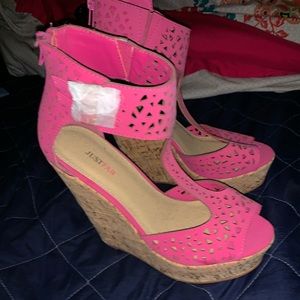 Pink wedges never worn